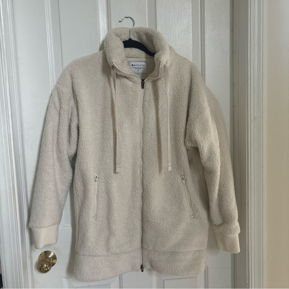 Athleta Cream Sherpa Zip-Up Jacket